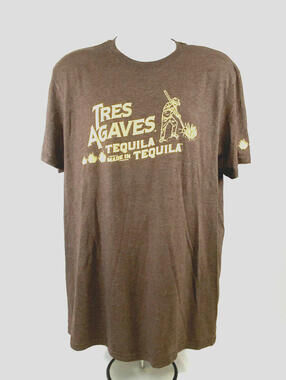 NWOT Tres Agaves 'Tequila Made In Tequila' Brown Double-Sided Graphic T-Shirt XL